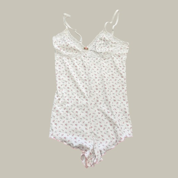SHEIN Tops - Women Floral Lace Trim Cami Babydoll Romper Sleepwear Pajama Loungewear M